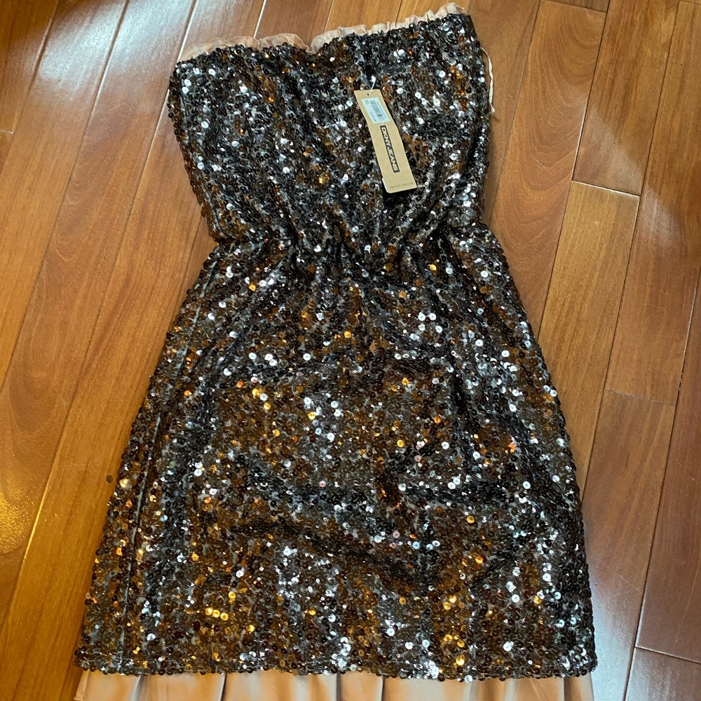 strapless sequence dress